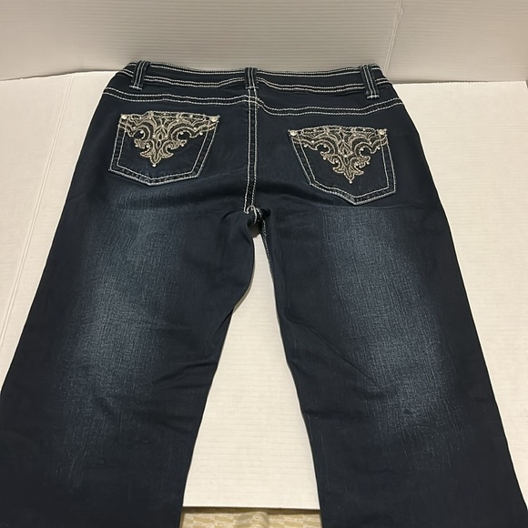 Reba size 12 Rhinestone Studded Dressy Strech Dark Wash boot cut jeans - Picture 2 of 13